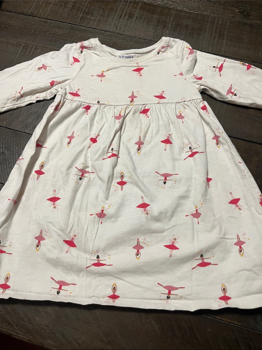 Old Navy White Dress with Pink Ballerina Print - Toddler
